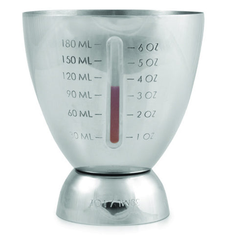 This silver jigger container has a measure of up to 6 oz. 