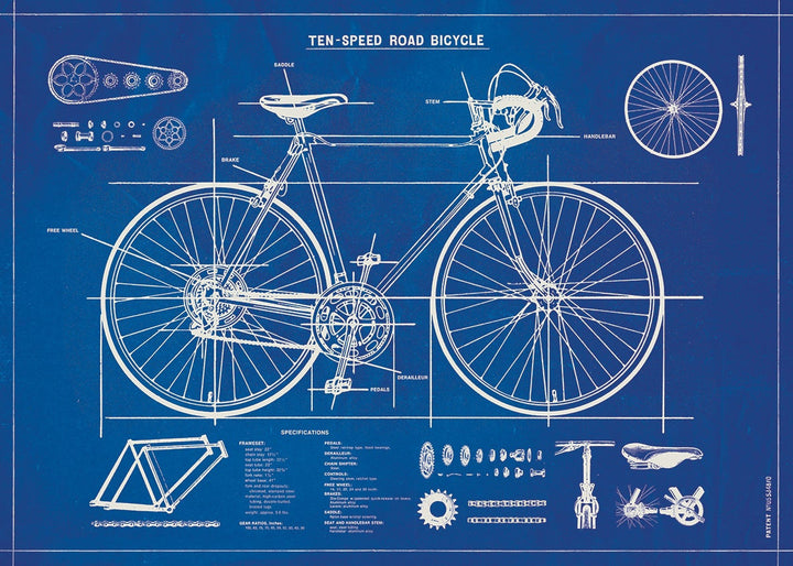 Bicycle Blueprint Vintage School Chart