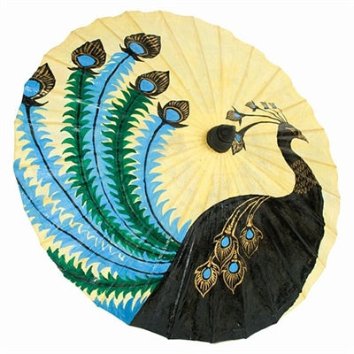 "Nouveau Peacock Natural" Paper Parasol