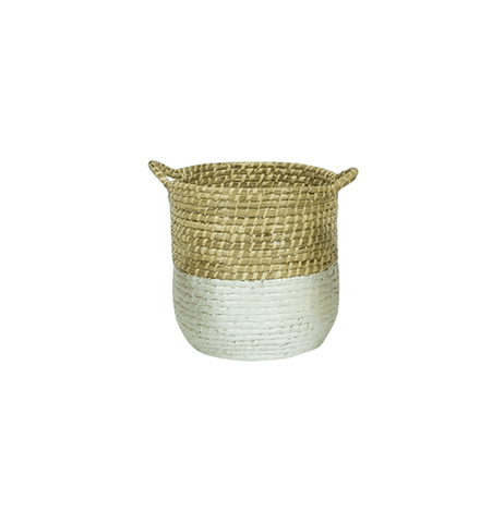 White Dipped Seagrass Hampers w Handles