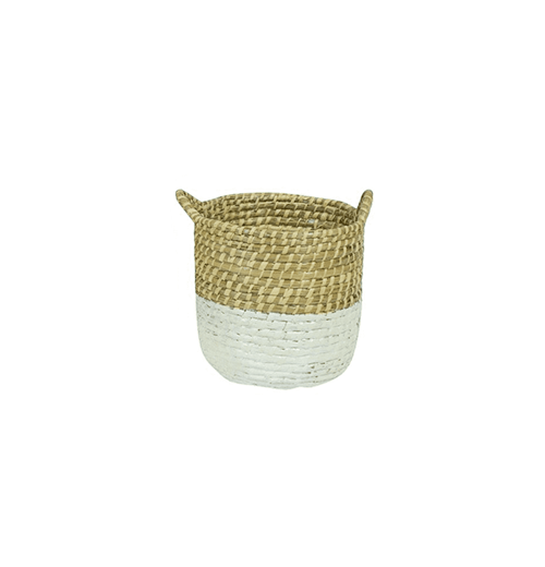 White Dipped Seagrass Hampers w Handles