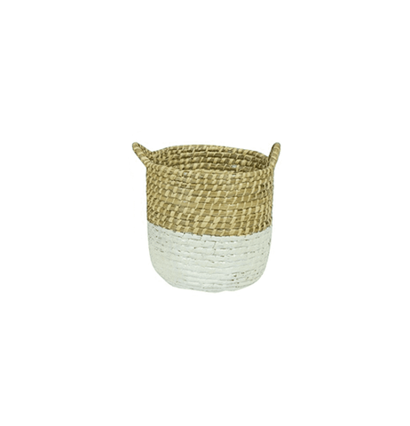 White Dipped Seagrass Hampers w Handles