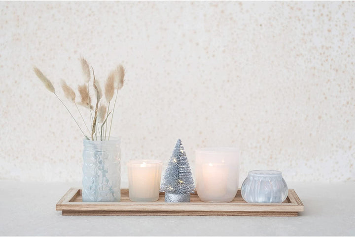 Wood Tray With Four Glass Votives