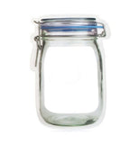 The large bag is shaped as a mason jar with a blue top.
