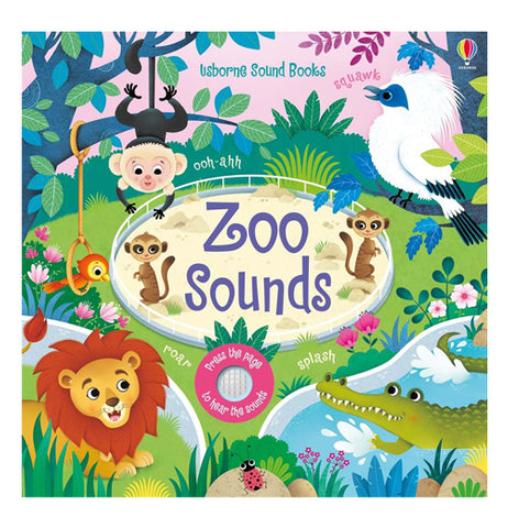 Zoo Sounds of a brown monkey with a white face. the squak of a white bird with a blue face and dark blue wings. a brown lion with a orange mane in a park like setting with a pink sunset.