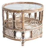 Bamboo and Glass Round Table w/ Shelf