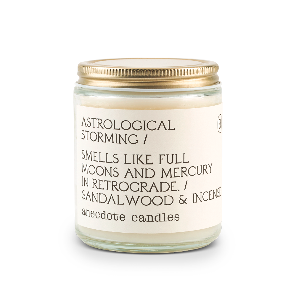 Astrological Storming (Sandalwood &amp; Incense) Candle: 7.8 oz Glass Jar