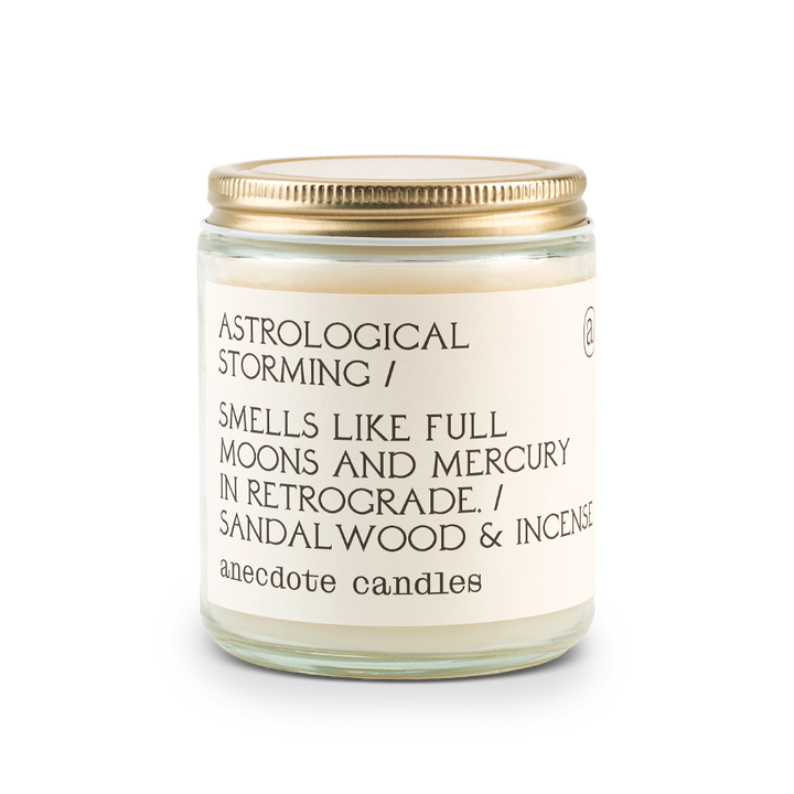 Astrological Storming (Sandalwood &amp; Incense) Candle: 7.8 oz Glass Jar