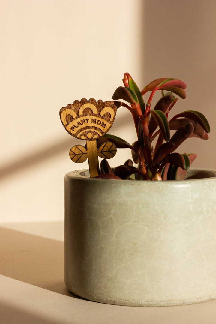 Plant Mom Wood Floral Plant Pick
