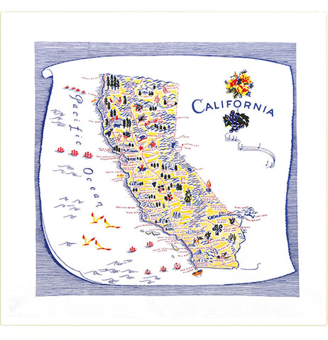 California Blue Map Floursack Towel