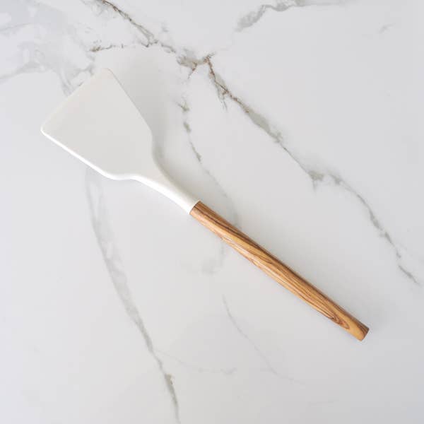 Silicone Turner with Olive Wood Handle - 12"