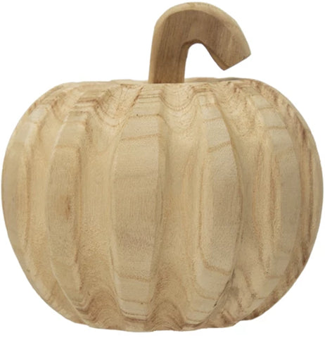 Hand-Carved Paulownia Wood Pumpkin