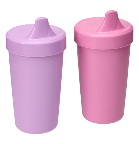 The (Set of 2) "Butterfly" Spill Proof Cups are pink and purple.