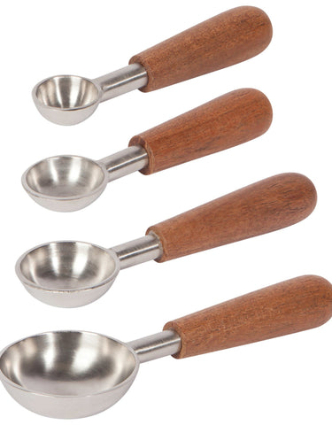 Danica Silver and Acacia Wood Measuring Spoons (Set of 4)