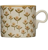 Stamped Floral Stoneware Mug