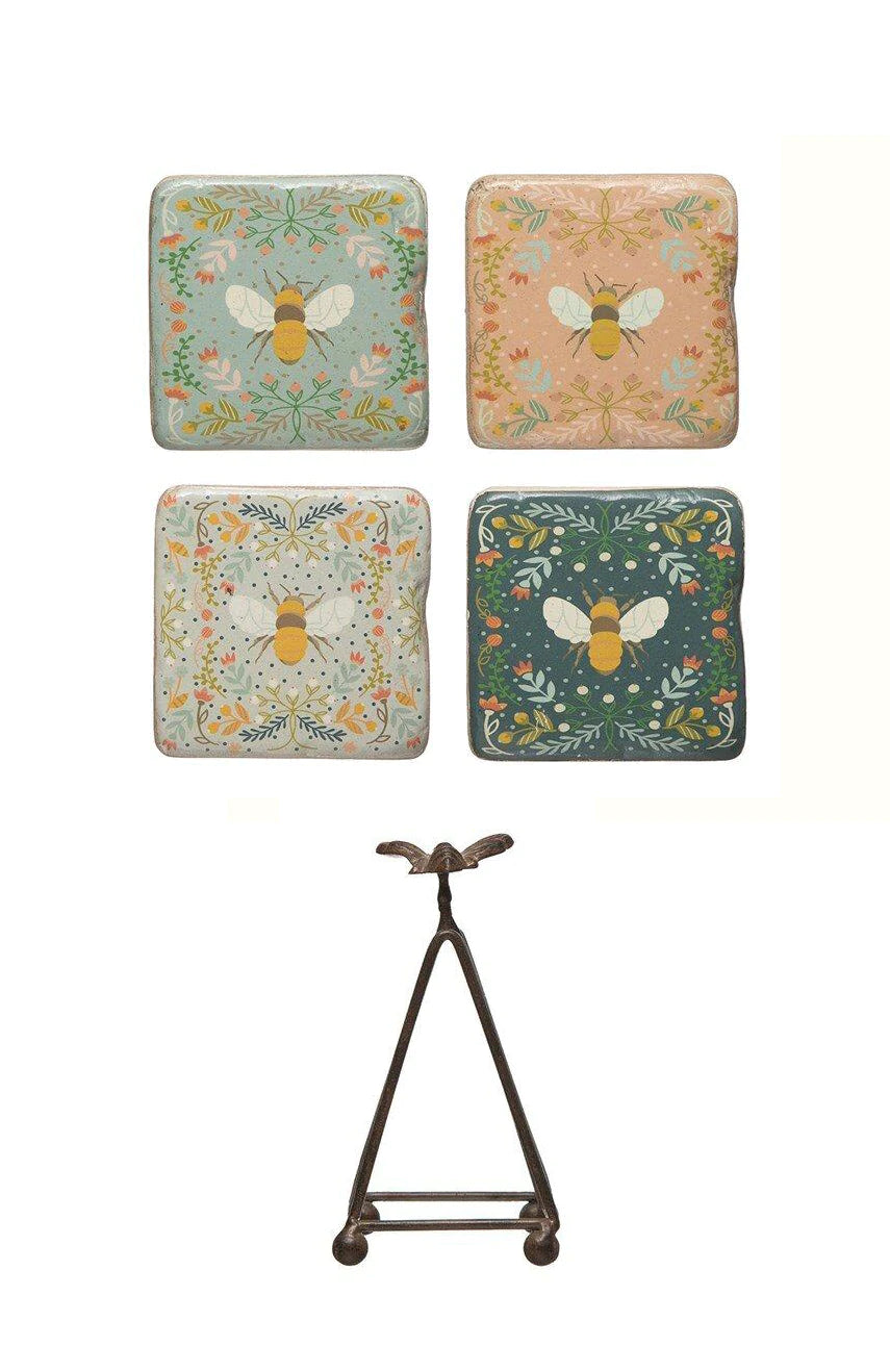 Bees &amp; Metal Stand (Set of 5)