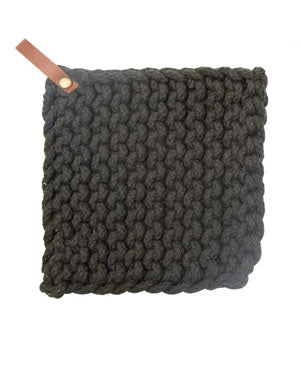 Crocheted Pot Holder with Leather Loop