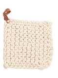 Crocheted Pot Holder with Leather Loop