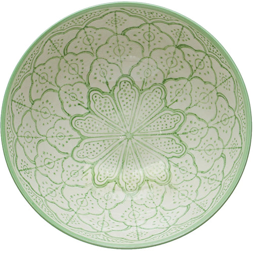 Hand Painted Stoneware Bowl with Flower Pattern