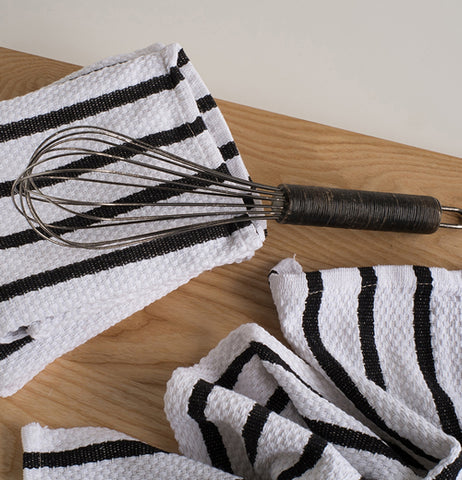 Kitchen Towels- Black & White Stripes