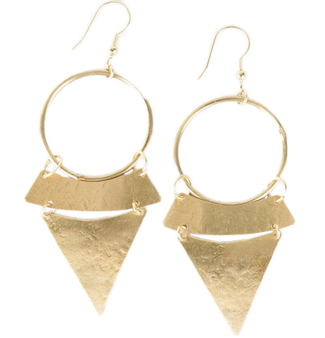Earrings, Gold "Stacked Sunra"