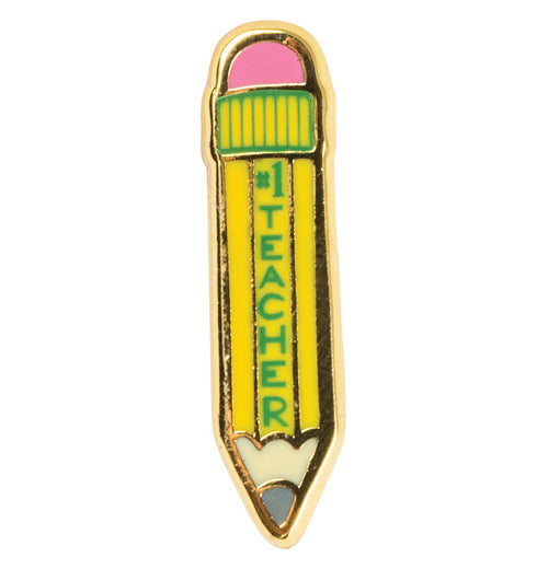 Yellow enamel pencil pin with 