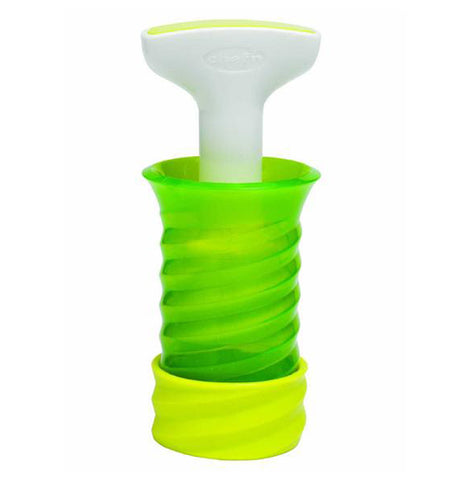 Herbcicle frozen herb keeper that is lime green, green and white. You just twist handle to access herbs.