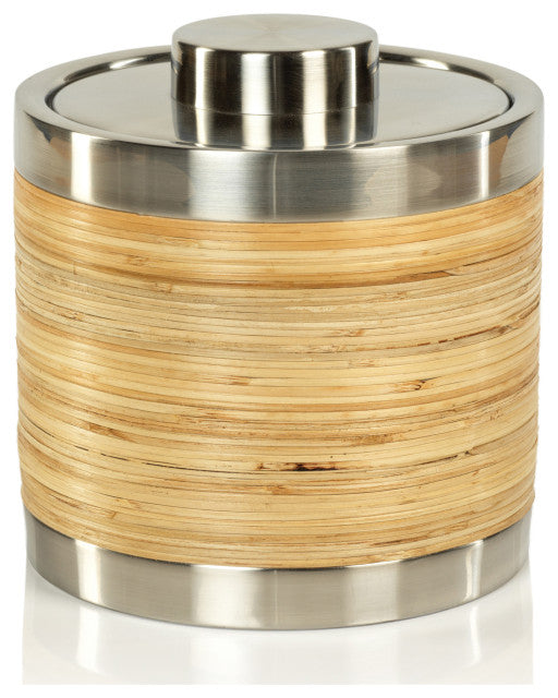 Rattan Wrapped Steel Ice Bucket / Wine Chiller