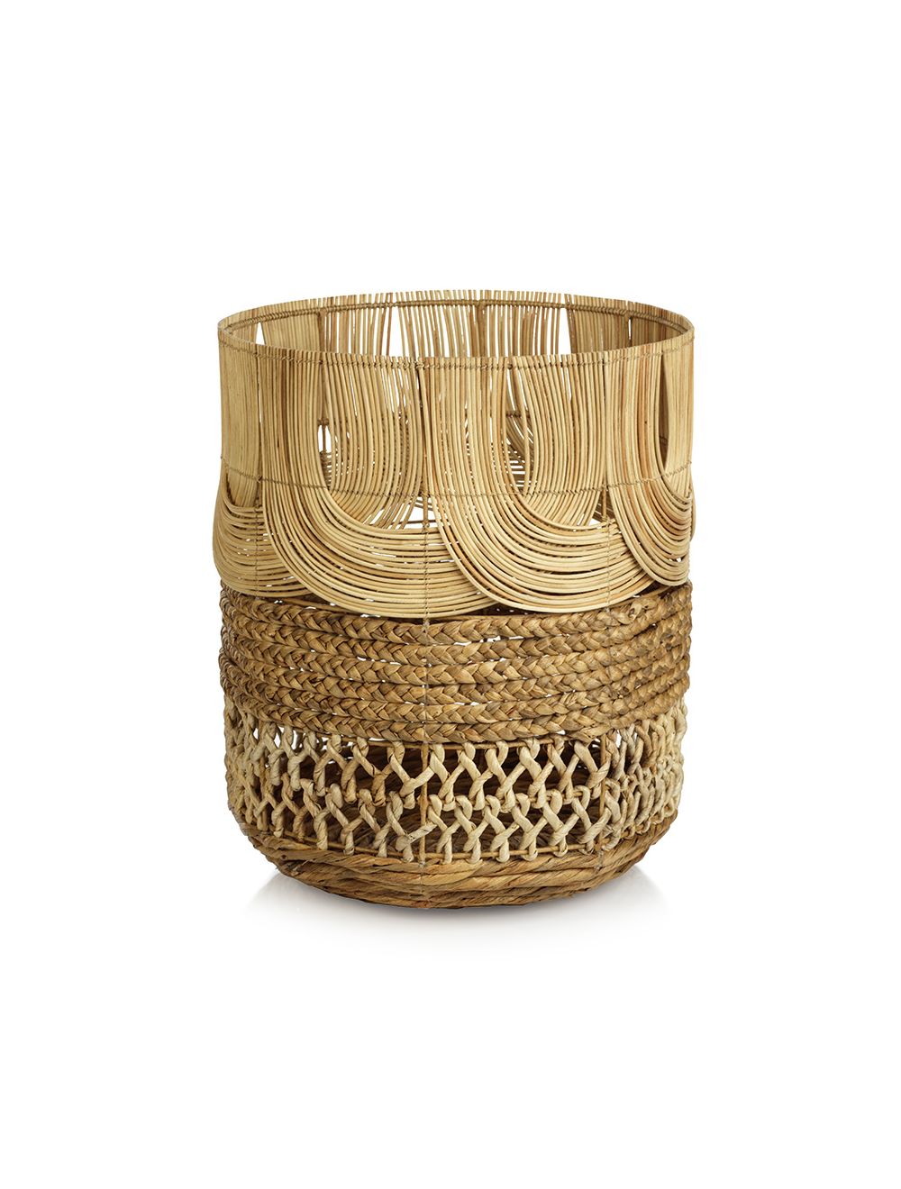 "Melaka" Multi-Weave Rattan &amp; Water Hyacinth Basket