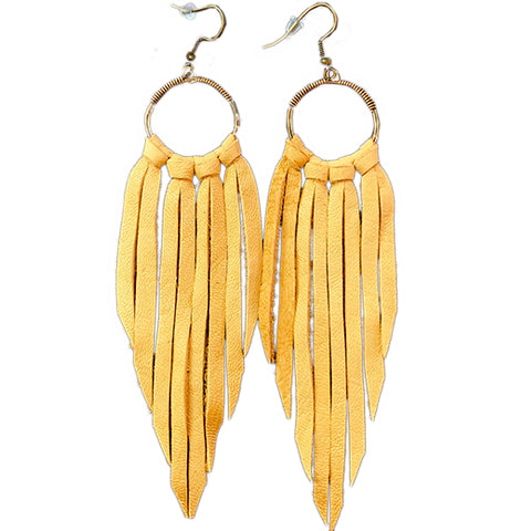 Signature Fringe Earrings, Mustard