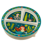 Baby plate with mermaid and sea life on it.