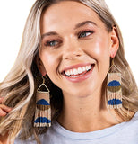 Gloria Half Circles Beaded Fringe Lapis Earrings