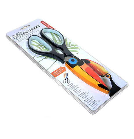 1 Kikkerland Toucan Bird Kitchen Shears Scissors Magnetic Cover Steel Blades