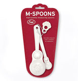 The measuring spoons are shown in their case with the biggest and smallest spoon being shown.