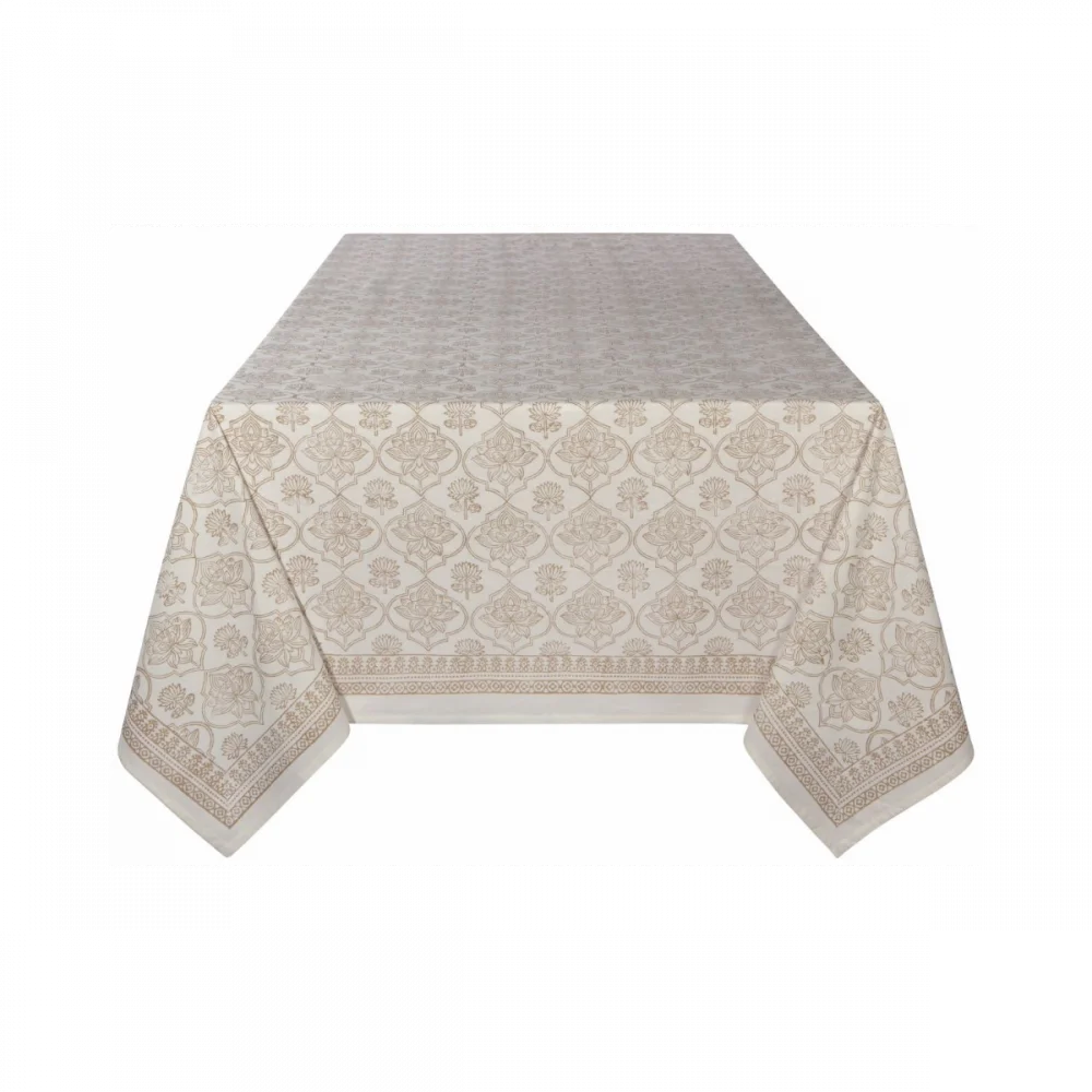 Block Print Lotus Tablecloth