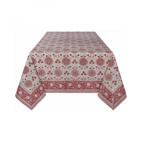 Block Print Passionflower Tablecloth