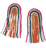 Skylar Rainbow Stripe Beaded Fringe Earrings