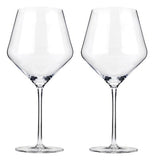 Two empty wine glasses.