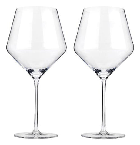 Two empty wine glasses.