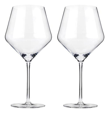 Two empty wine glasses.