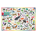 This is a 100  Animal piece puzzle that comes with different animal pieces to put together in the puzzle.