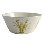 White bowl with a green lobster.