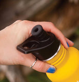 The hand closing the yellow Klean Kanteen with the Water Bottle Sport Cap. 