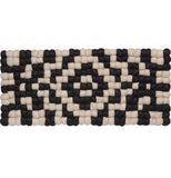 A dotted, black-and-white table runner made out of felted spheres.