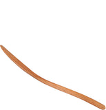 A wooden stirring spoon angled on its side.