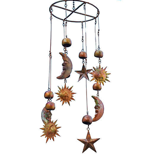 Sun, moon &amp; stars connected to a mobile.