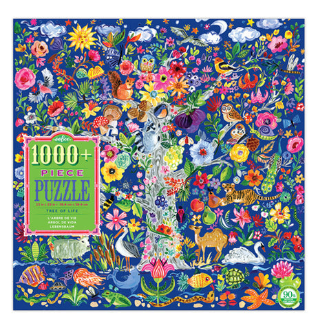 The Front of the Puzzle box that shows various plants and animals with the puzzle label that says 1000 piece puzzle.