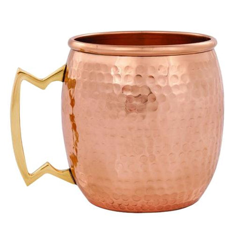 One hammered copper mule mug with a brass handle.