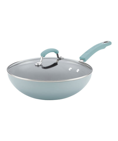 Sky Blue Covered Stir Fry Pan